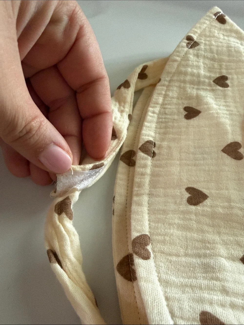 Kids Sun Hat with Brown Heart Print - Cream